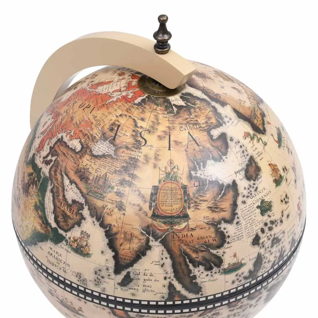 Tabletop Globe Bar Cabinet White Eucalyptus Rotating Drink Storage