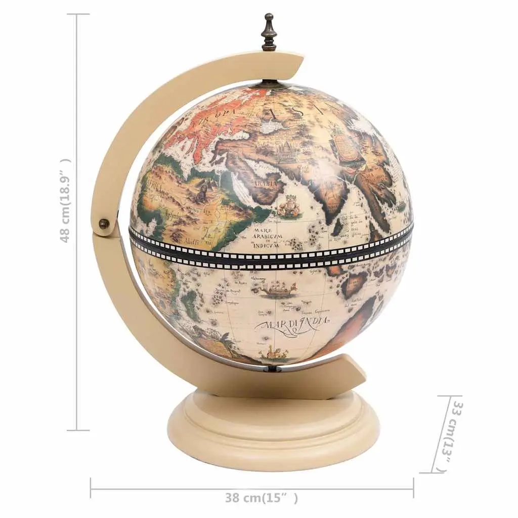 Tabletop Globe Bar Cabinet White Eucalyptus Rotating Drink Storage
