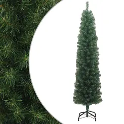 Compact 210cm Green Slim Artificial Christmas Tree