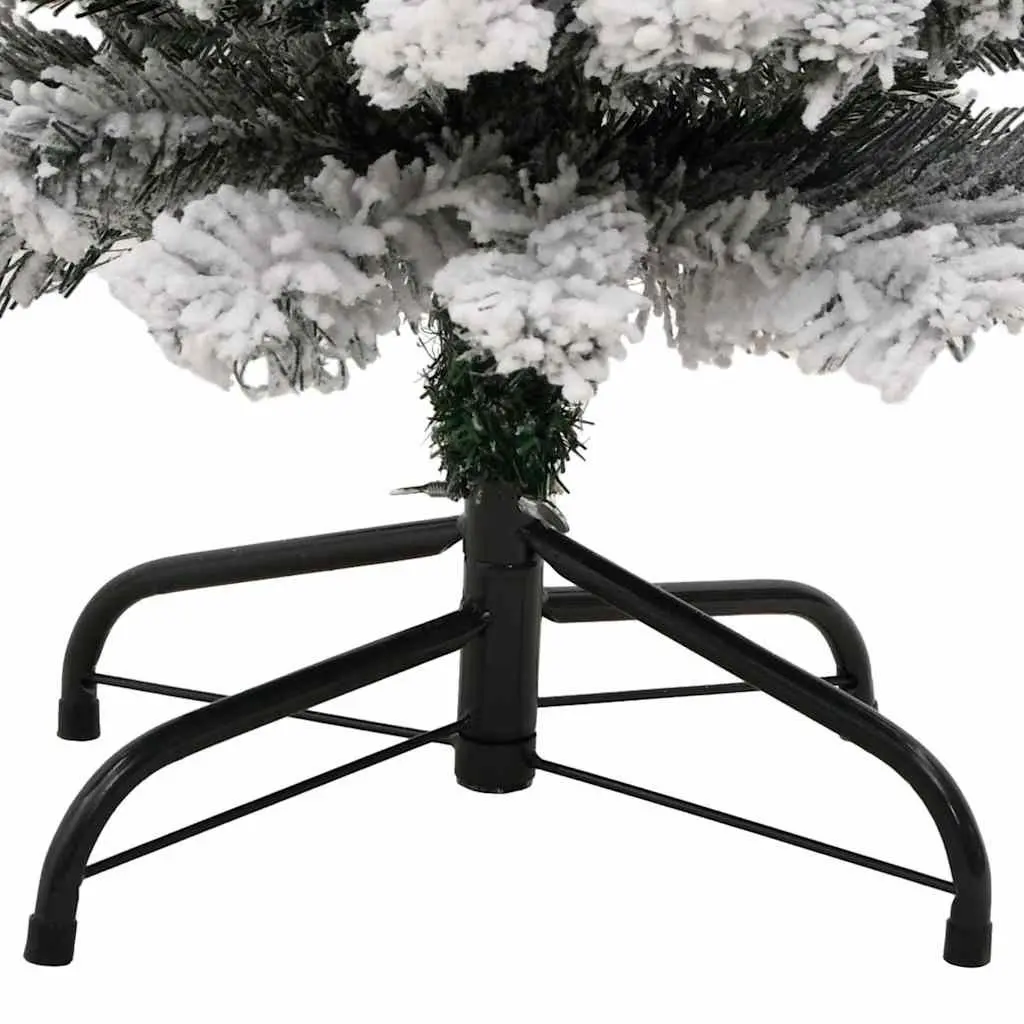 Slim Artificial Christmas Tree Green 150cm Flocked Snow Detail
