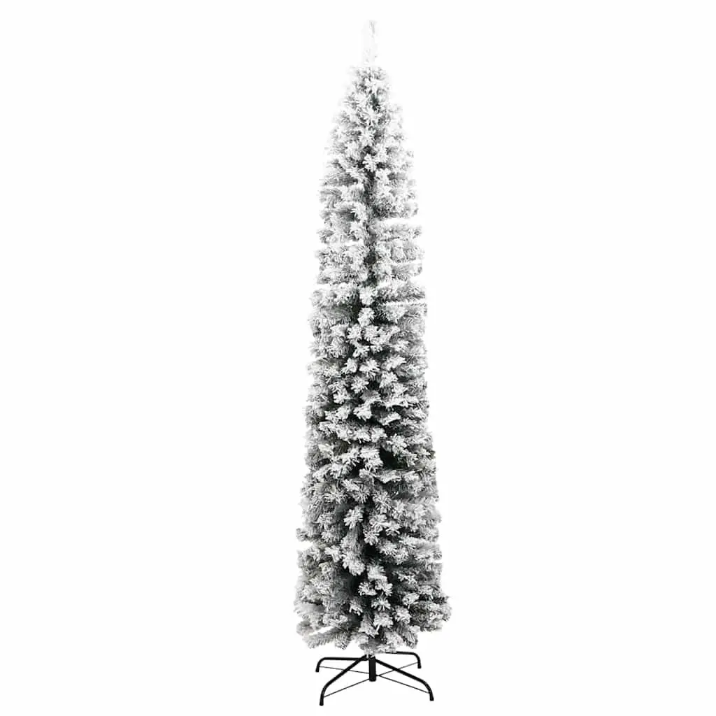 Slim Artificial Christmas Tree 180cm Flocked Snow Green Indoor Outdoor Seasonal
