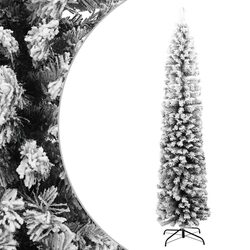 Concise 210cm Slim Flocked Snow Christmas Tree