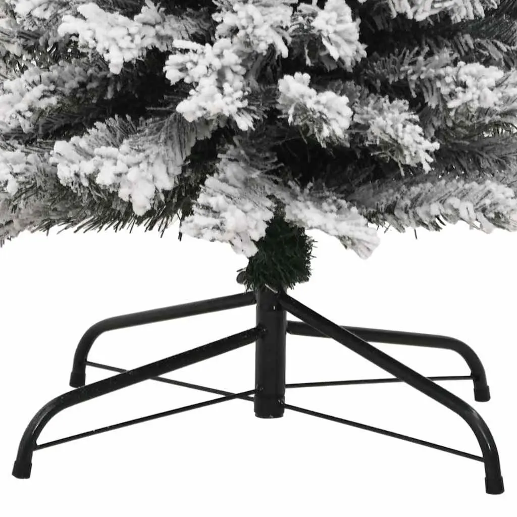 Slim Artificial Christmas Tree Green 210cm Flocked Snow Effect Indoor Outdoor
