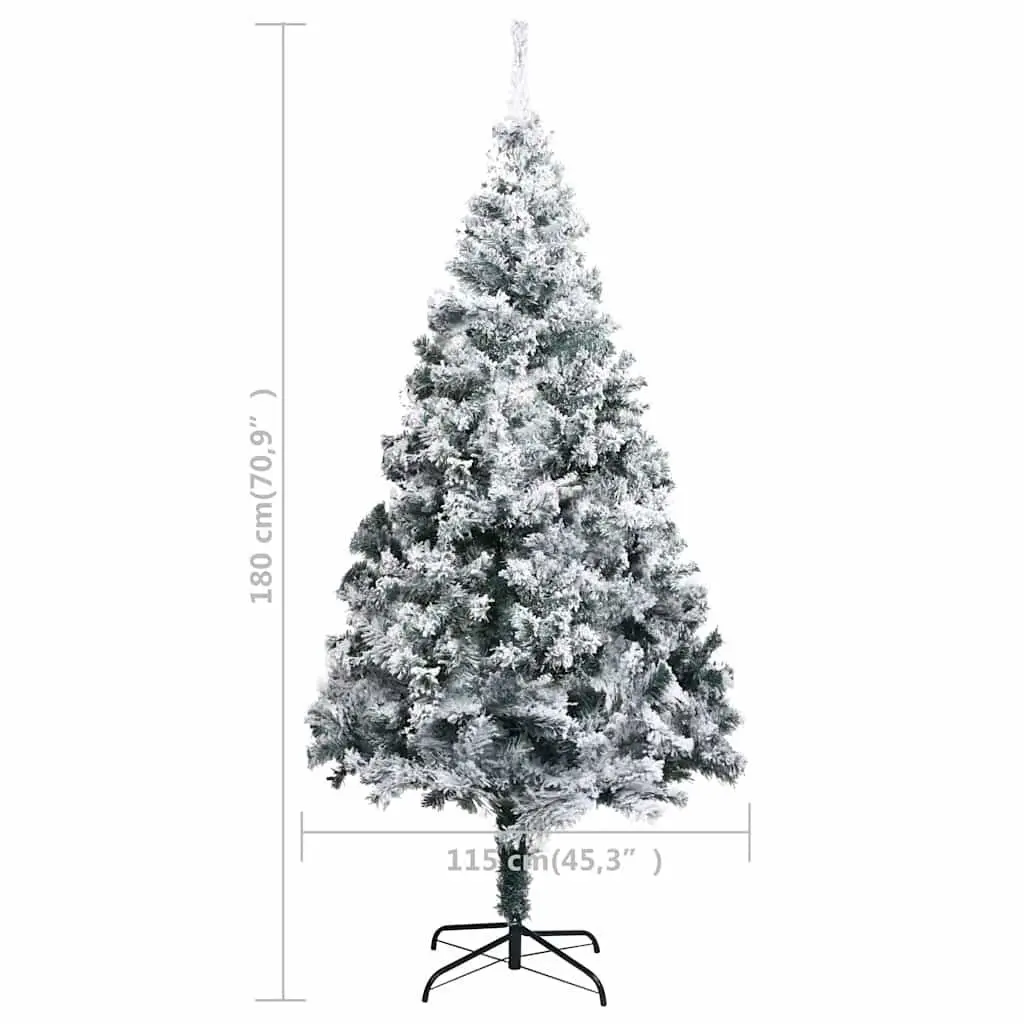 Artificial Christmas Tree Green 180cm Flocked Snow PVC Branches Metal Stand
