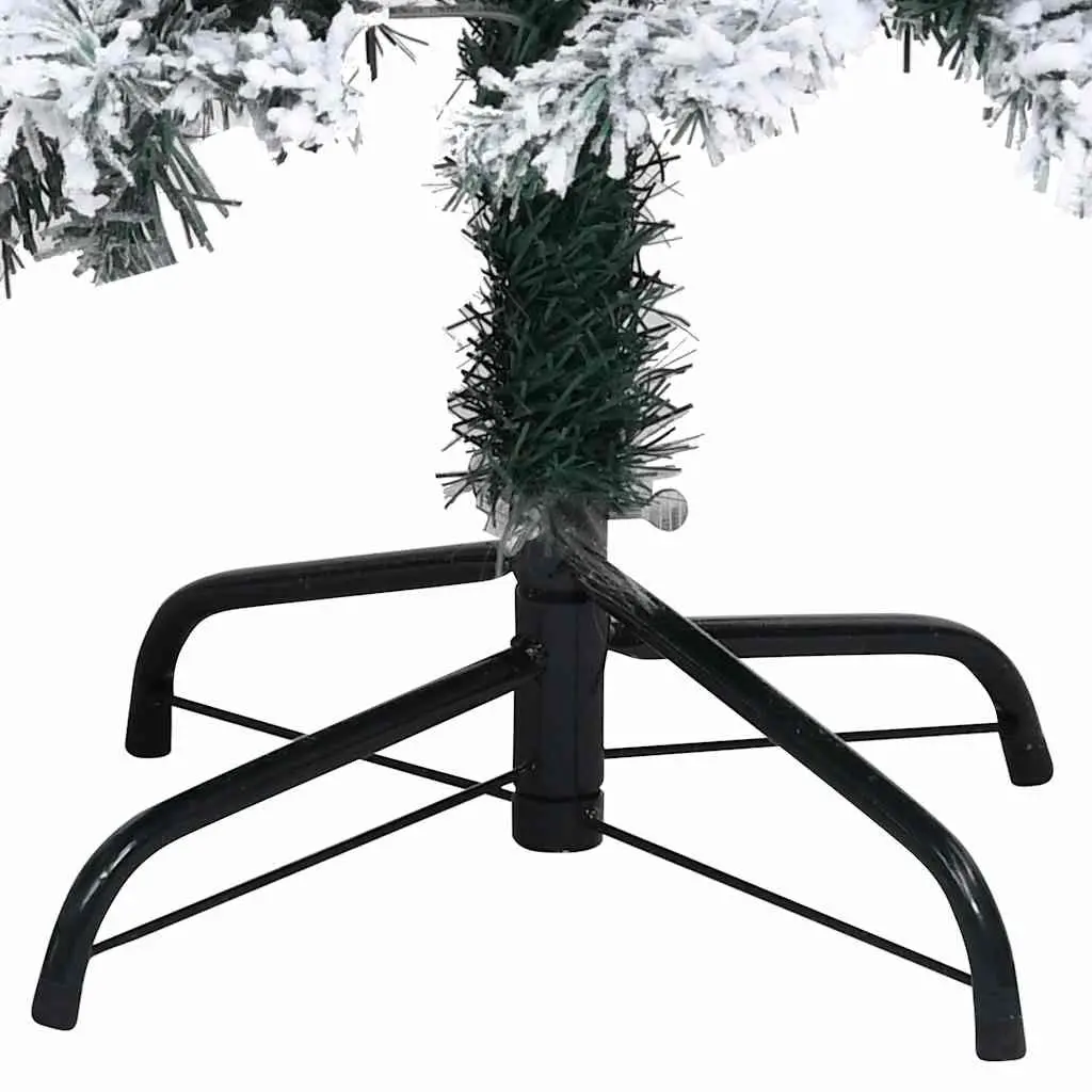 Artificial Christmas Tree Green 210cm Flocked Snow Branches Metal Stand
