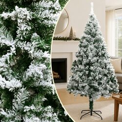 Artificial Christmas Tree 240cm Green Flocked Snow PVC Realistic Branches Metal