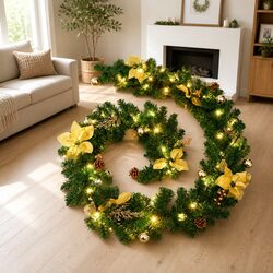 Concise Christmas Garland with LED Lights 2.7m Green
