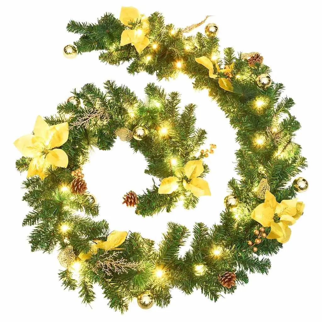 Christmas Garland Green 2.7m LED Lights Indoor Outdoor Holiday Decor