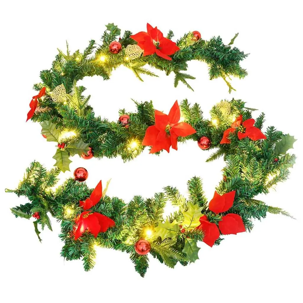 Christmas Garland Green 2.7m LED Lights PVC Indoor Outdoor Holiday Decor