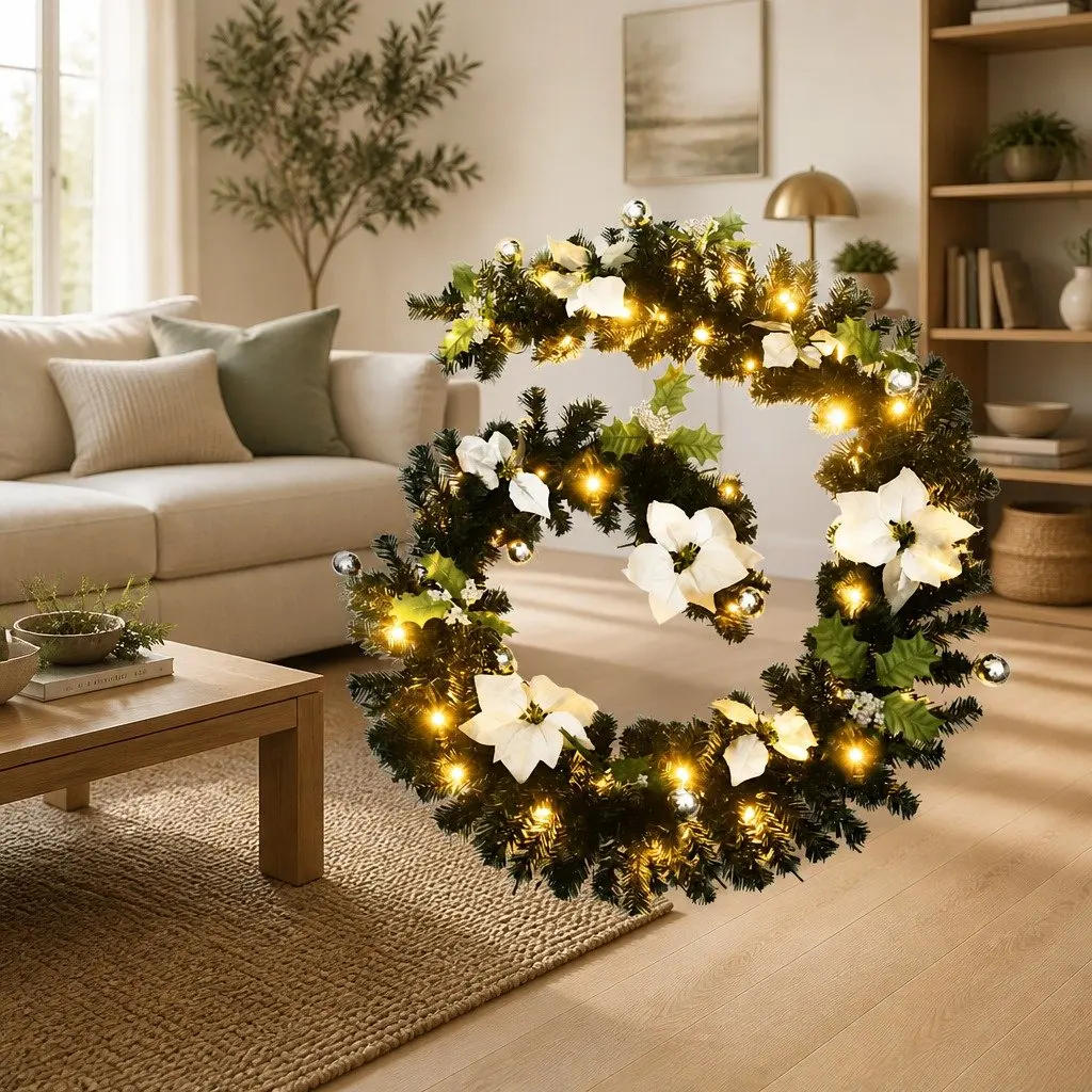 Christmas Garland Black 2.7m LED Lights PVC Holiday Decoration Indoor Outdoor