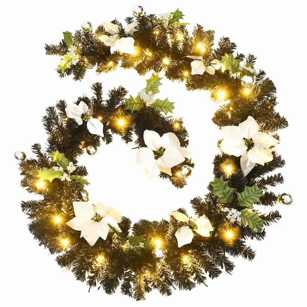 Christmas Garland Black 2.7m LED Lights PVC Holiday Decoration Indoor Outdoor