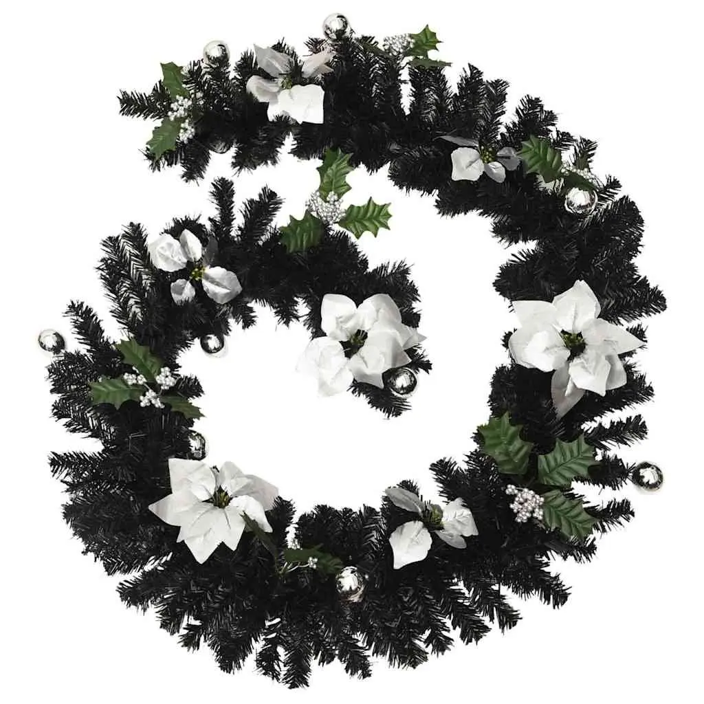 Christmas Garland Black 2.7m LED Lights PVC Holiday Decoration Indoor Outdoor