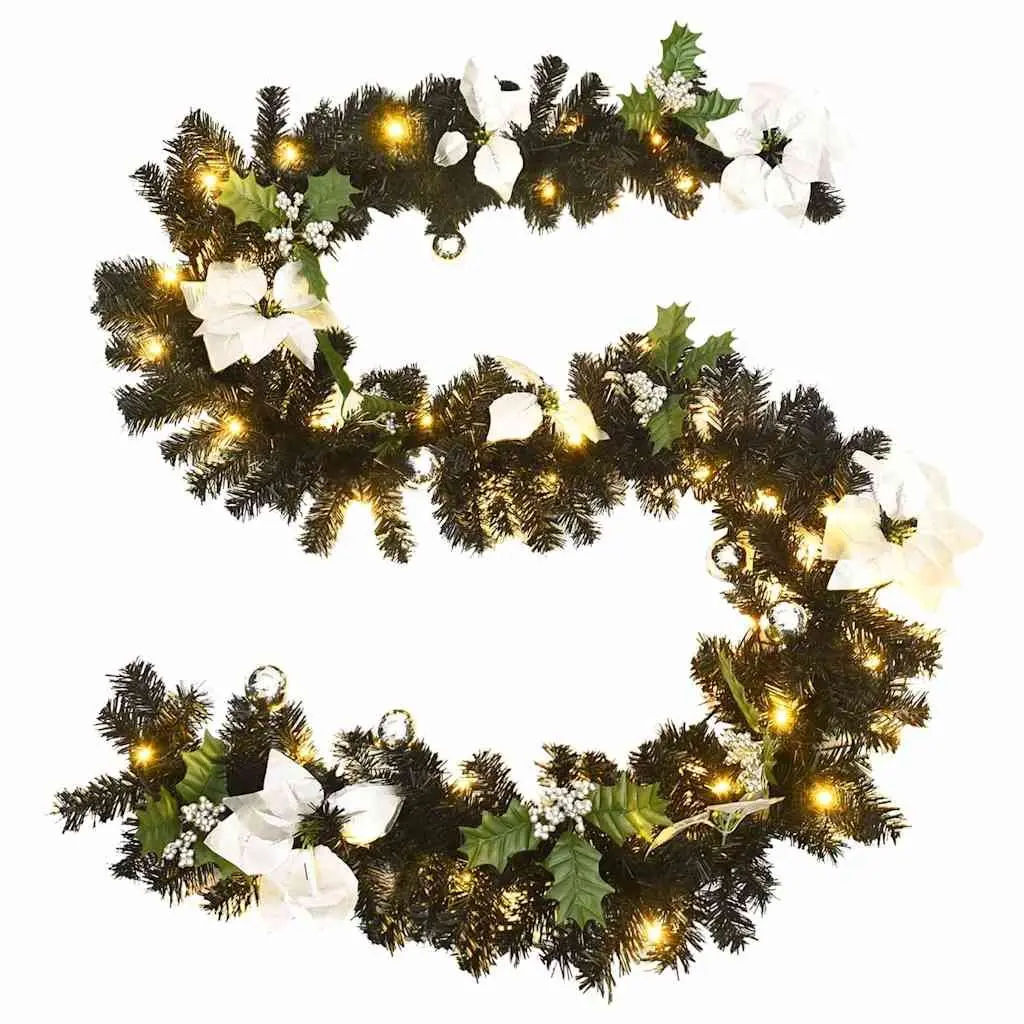 Christmas Garland Black 2.7m LED Lights PVC Holiday Decoration Indoor Outdoor