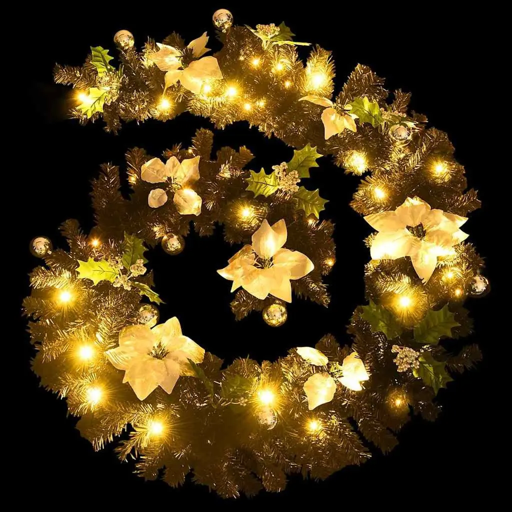 Christmas Garland Black 2.7m LED Lights PVC Holiday Decoration Indoor Outdoor