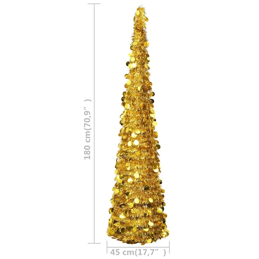 Artificial Christmas Tree Gold 180cm Pop-Up Collapsible Holiday Decoration