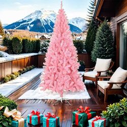 Pink Artificial Christmas Tree 210cm Festive Indoor Decor Seasonal Holiday