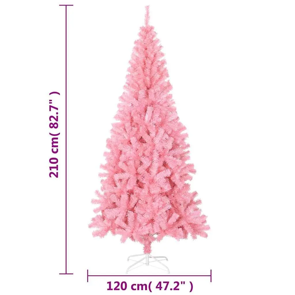 Pink Artificial Christmas Tree 210cm Festive Indoor Decor Seasonal Holiday
