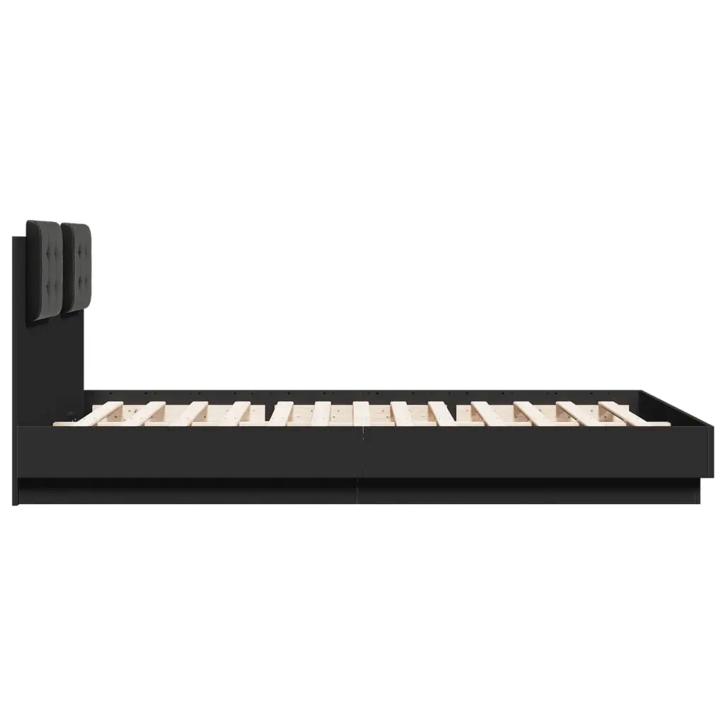 Black Bed Frame 150x200 cm with RGB LED Lights Headboard