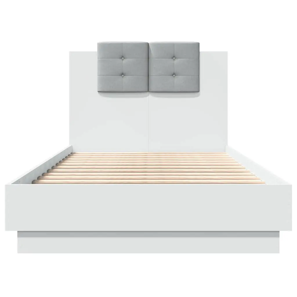 White Bed Frame with RGB LED Lighting, 90x190 cm