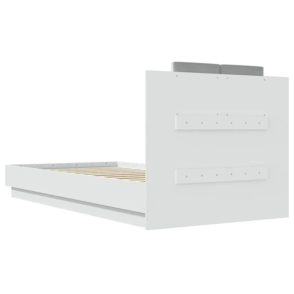 White Bed Frame with RGB LED Lighting, 90x190 cm