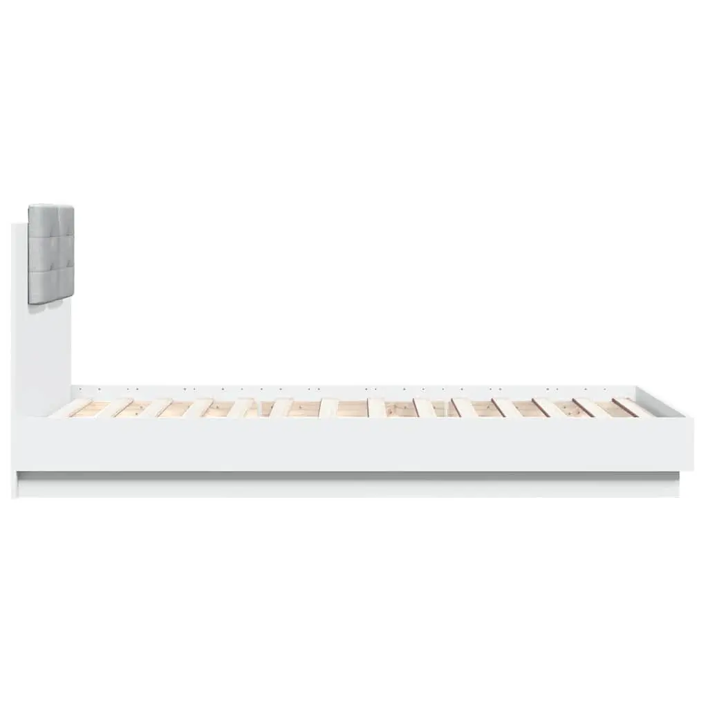 White Bed Frame with RGB LED Lighting, 90x190 cm