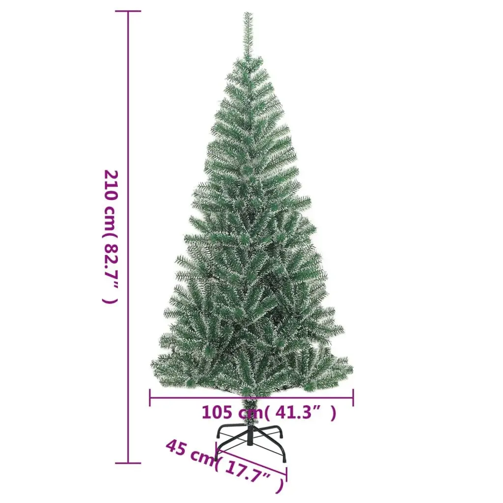 Artificial Christmas Tree White 210cm 300 LEDs Flocked Snow 8 Lighting Modes USB