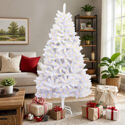 Artificial Christmas Tree White 180cm Hinged Branches Holiday Seasonal