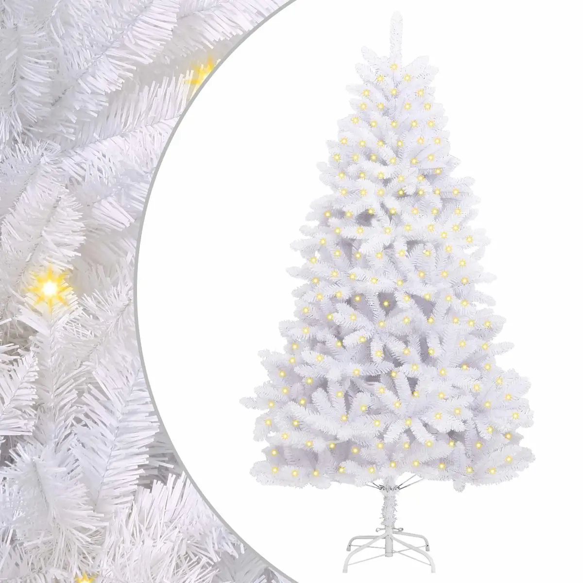 Artificial Christmas Tree White 180cm Hinged Branches Holiday Seasonal