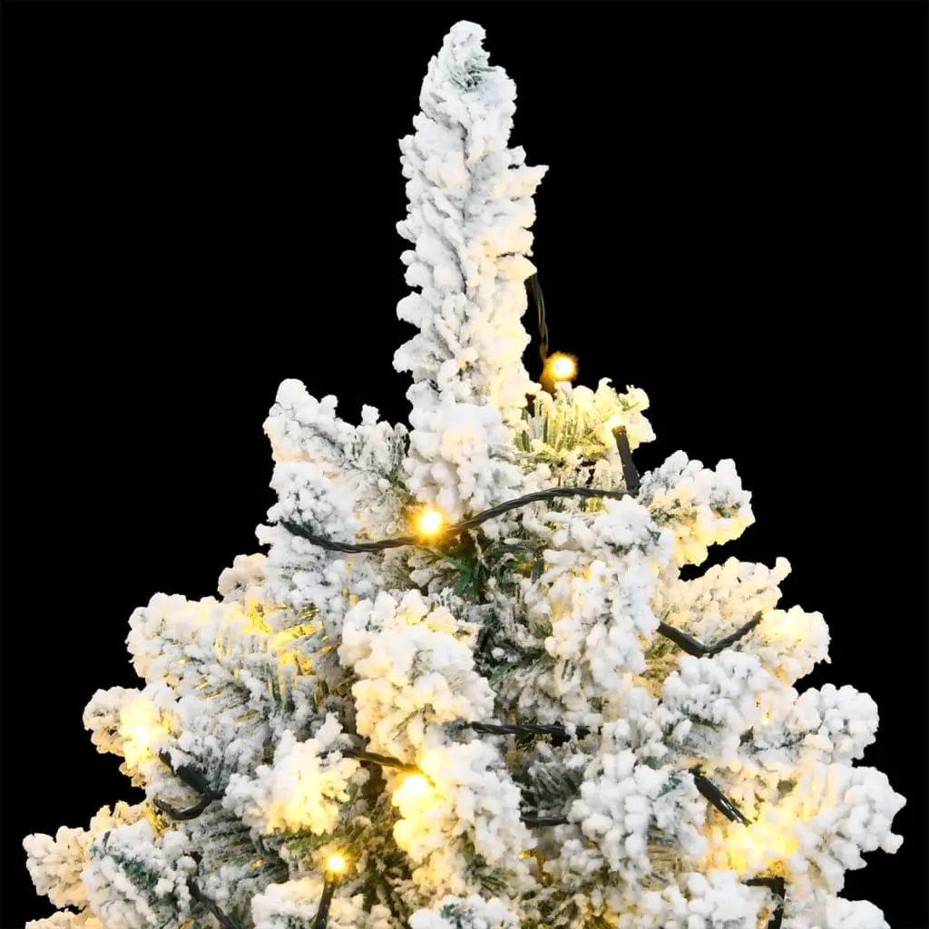 Artificial Christmas Tree Green 240cm Hinged with 300 LEDs Flocked Snow