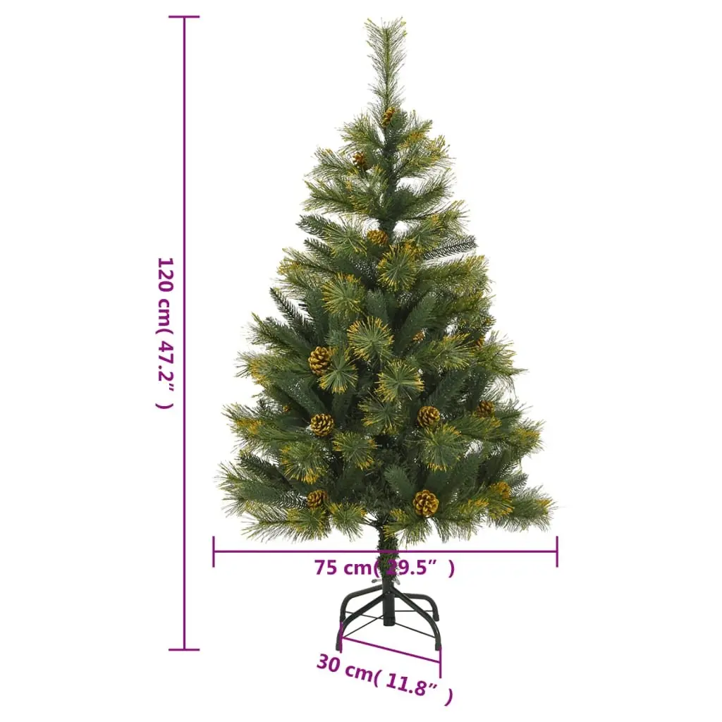 Artificial Christmas Tree Green 120cm Hinged Construction 150 LEDs 8 Lighting Modes