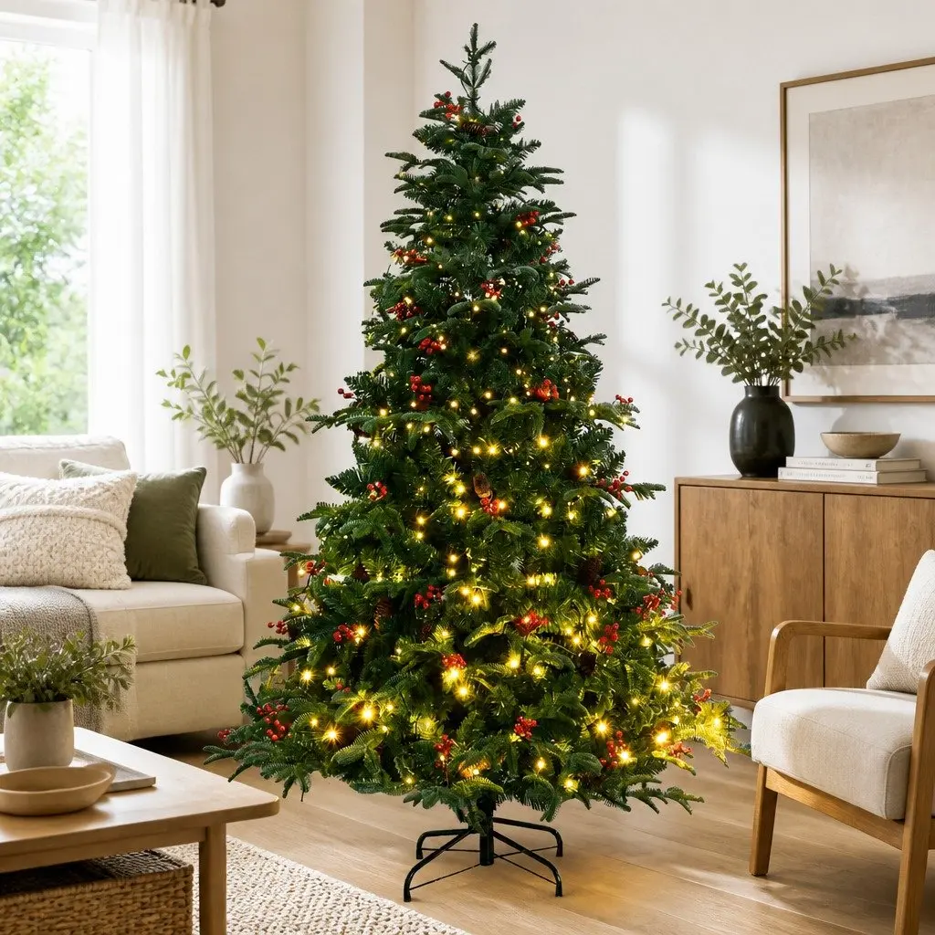 Artificial Christmas Tree Green 180cm Hinged with 300 LEDs and 8 Lighting Modes