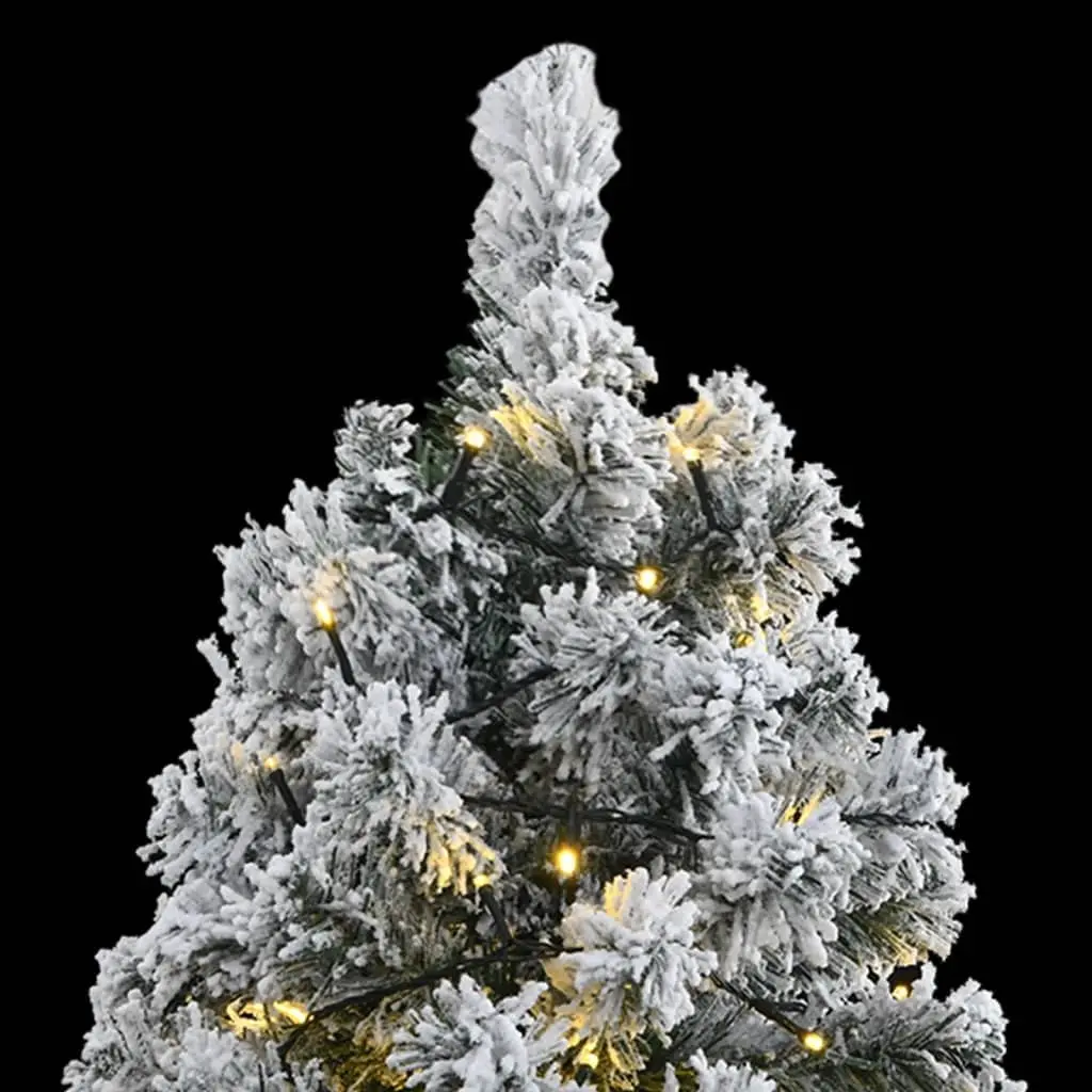 Artificial Christmas Tree Green 210cm Hinged Branches 300 LEDs Flocked Snow 8 Lighting Modes