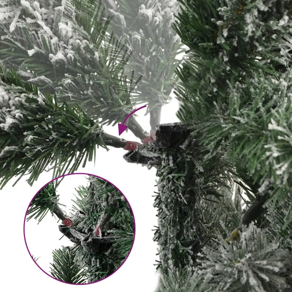 Artificial Christmas Tree Green 210cm Hinged Branches 300 LEDs Flocked Snow 8 Lighting Modes