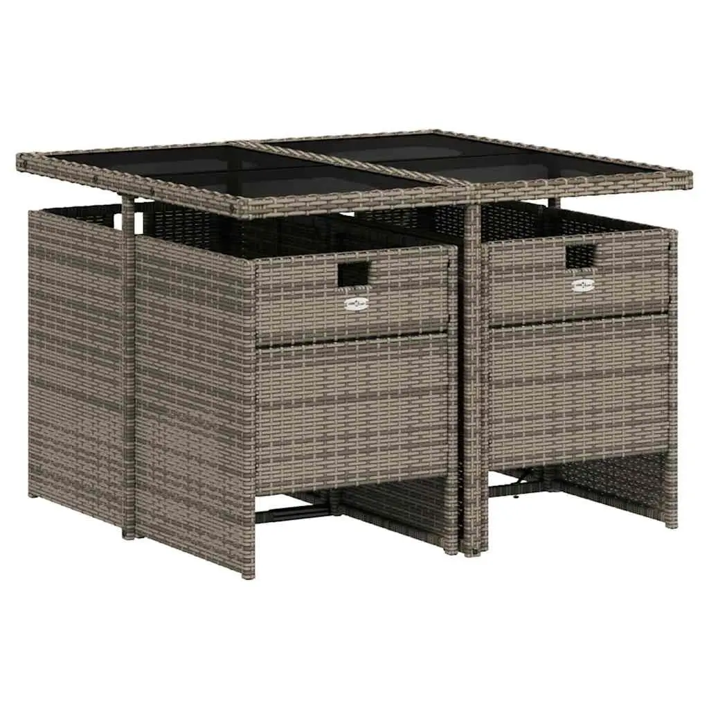Garden Dining Set Grey 5 Piece Outdoor Patio Furniture PE Rattan Chairs Table