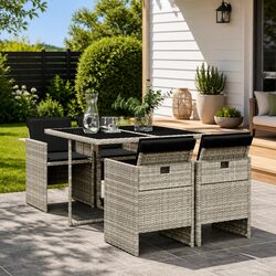5 Piece Grey Garden Dining Set: Practical Design