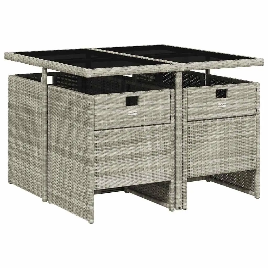 Garden Dining Set 5 Piece Outdoor Furniture Grey Poly Rattan Cushions Patio
