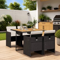 5 Piece Garden Dining Set with Cushions