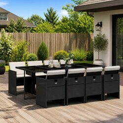 Compact 9 Piece Outdoor Dining Set with Cushions