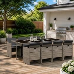 Compact and Stylish 9-Piece Outdoor Dining Set