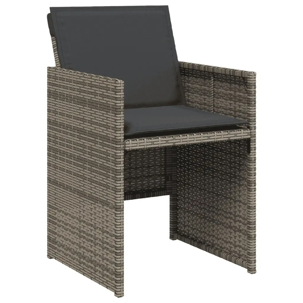 Garden Dining Set Grey 9 Piece Outdoor Furniture Table with Tempered Glass Top and Cushioned Folding Chairs