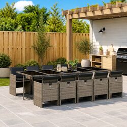 Concise 11 Piece Grey Garden Dining Set for Outdoors