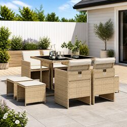 Compact and Efficient 9 Piece Garden Dining Set