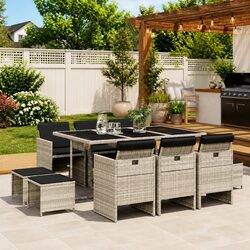 Light Grey 11 Piece Garden Dining Set for Outdoor Relaxation