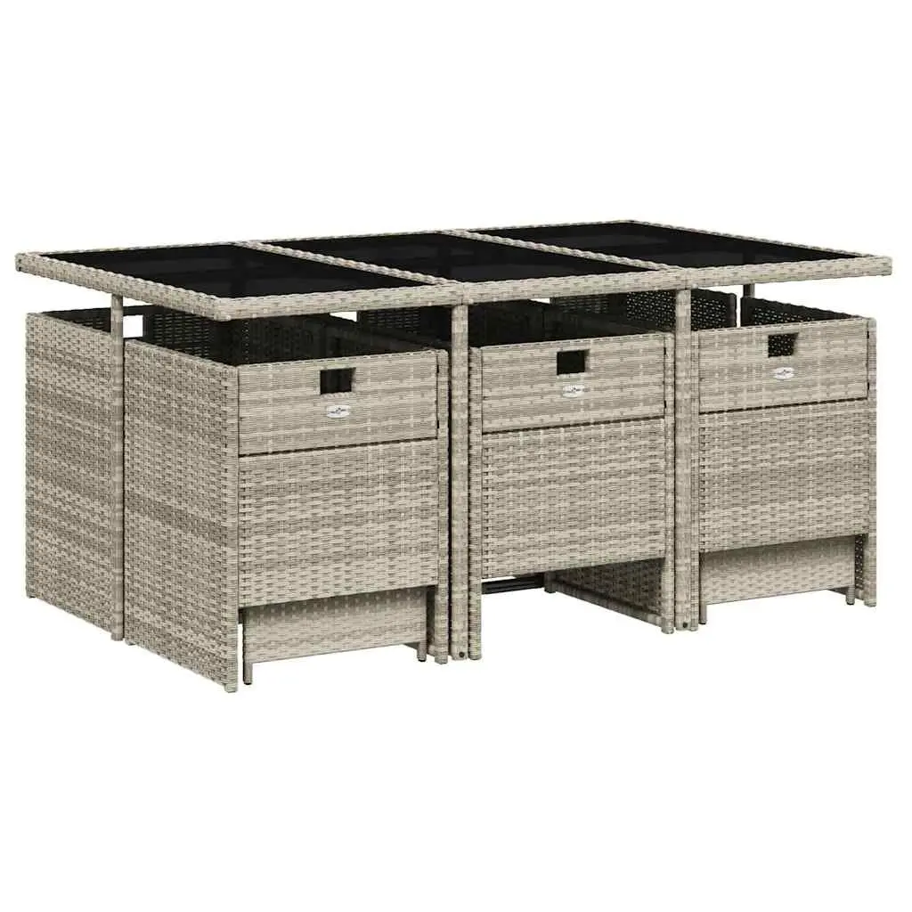 Garden Dining Set Light Grey 11 Piece Outdoor Furniture PE Rattan with Cushions