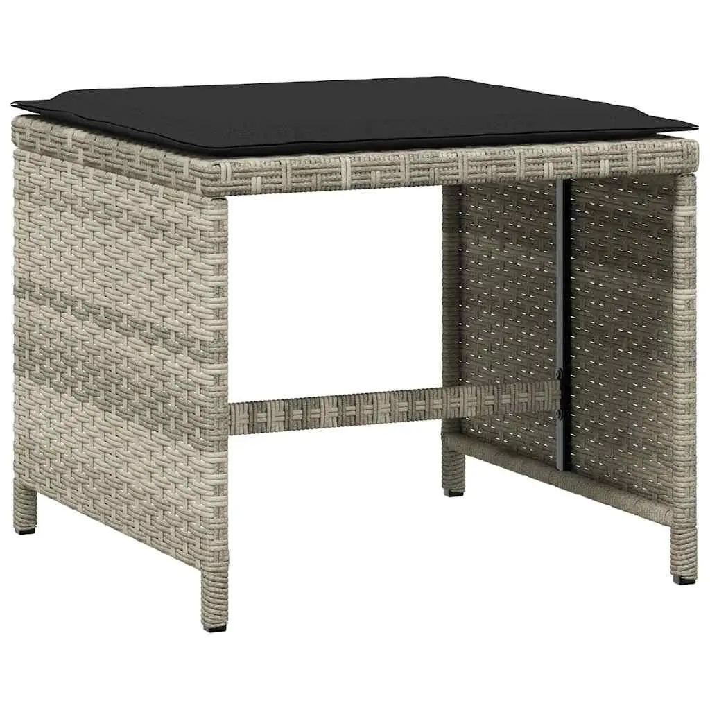 Garden Dining Set Light Grey 11 Piece Outdoor Furniture PE Rattan with Cushions