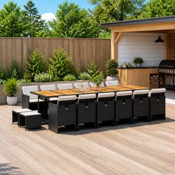 Efficient 17 Piece Black Garden Dining Set