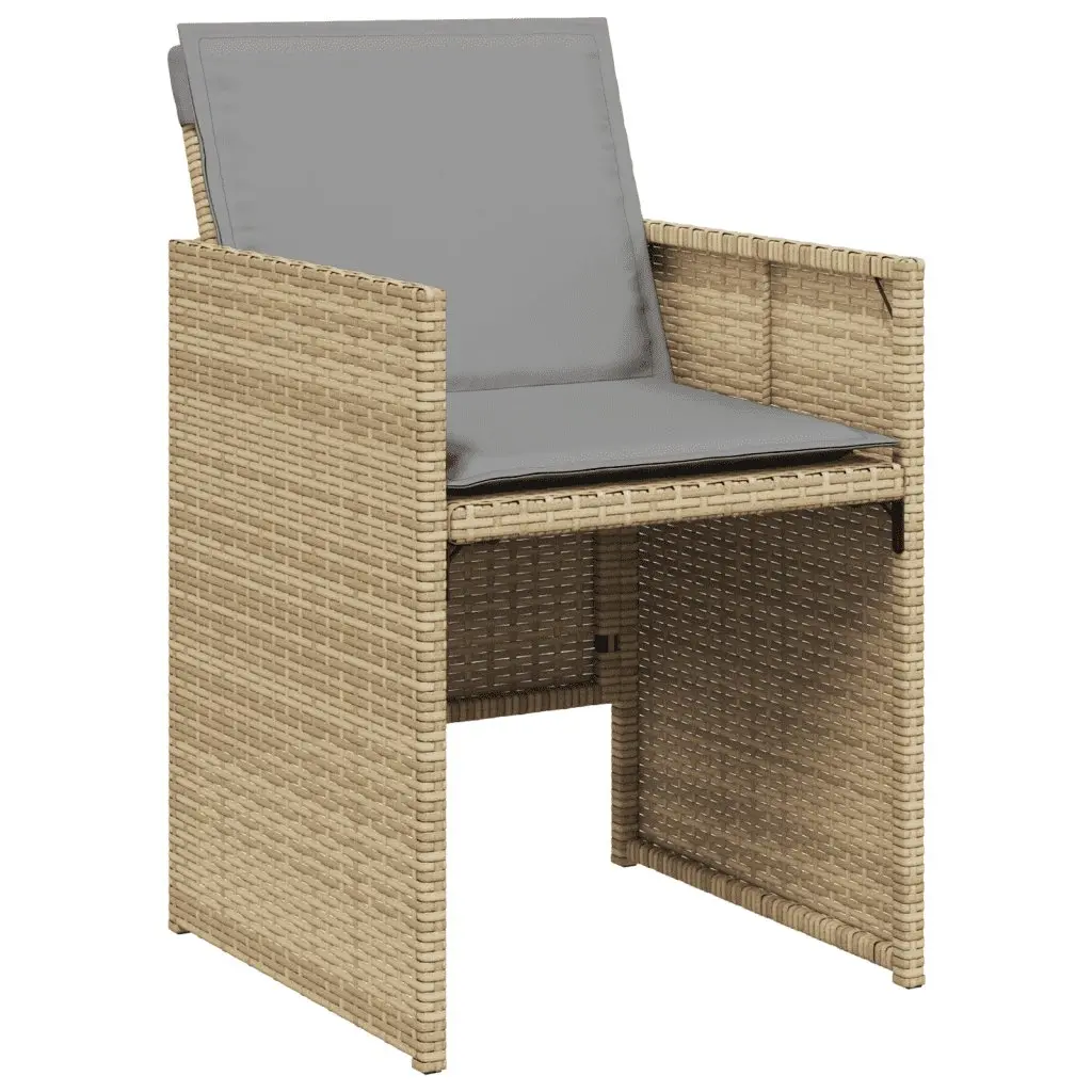 Garden Dining Set 9 Piece Outdoor Furniture Patio Table Chairs Cushions Beige