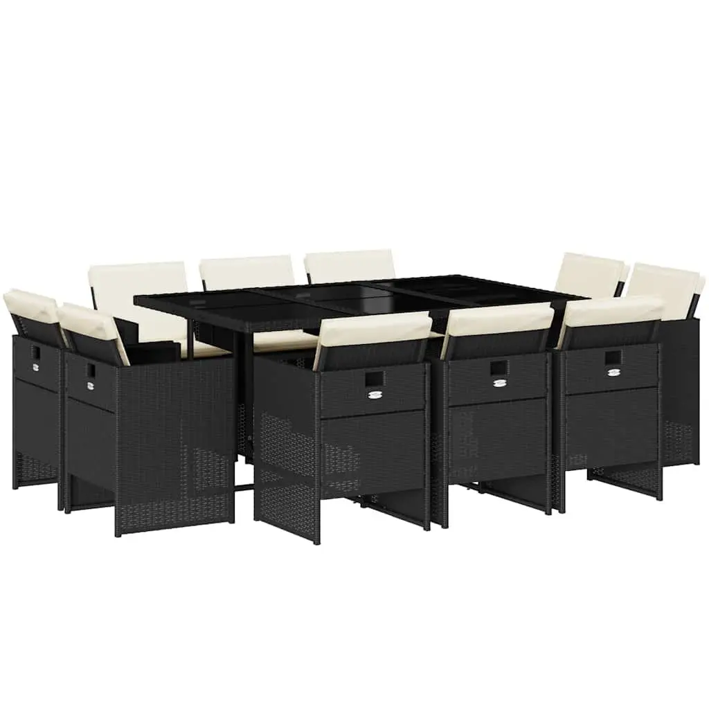 Garden Dining Set Black 11 Piece Poly Rattan Outdoor Furniture Patio Table