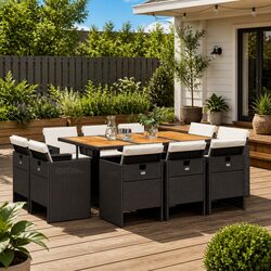 11 Piece Outdoor Dining Set with Cushions