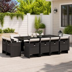 Black Poly Rattan Outdoor Dining Set - 13-Piece Set